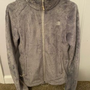 North Face grey zip up fleece jacket.